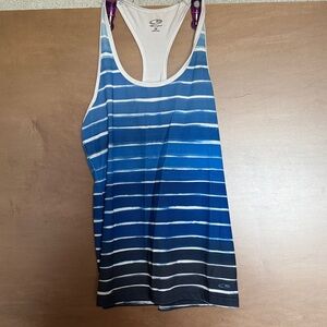 C9 by Champion Blue Ombre Striped Racerback Tank Top